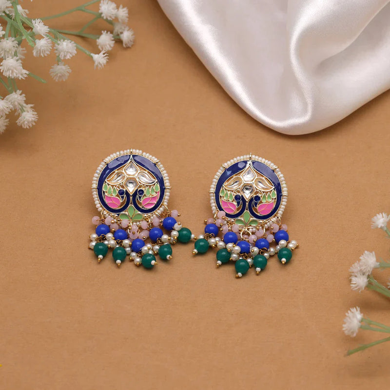 Blue Color Meenakari Earrings (MKE1876BLU) - Blue