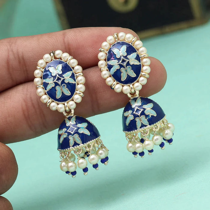 Blue Color Meenakari Earrings (MKE1893BLU) - Blue