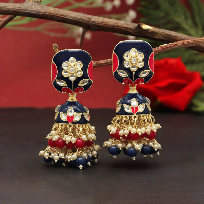 Blue Color Meenakari Earrings (MKE1784BLU) - Blue