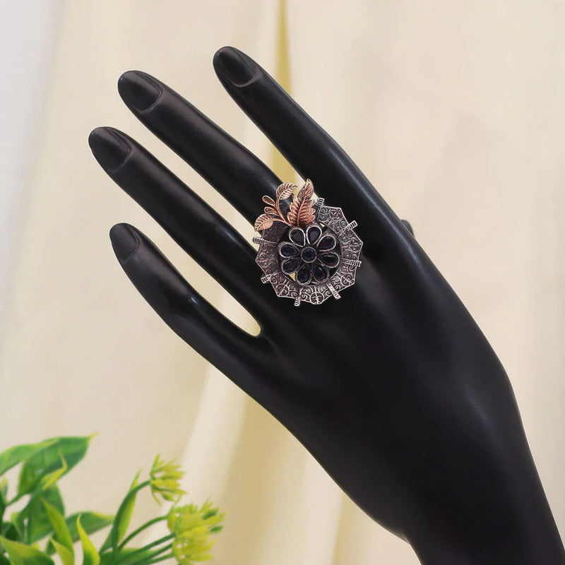 Blue Color Premium Oxidised Rings (PGSR521BLU) - Blue