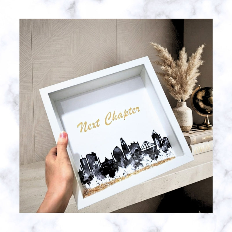Custom Cityscape Shadow Box | Personalized Farewell Gift for Travelers