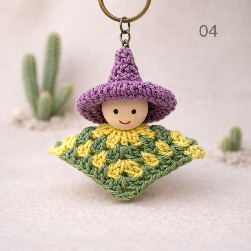 Vibrant Handcrafted Mexican Figure Bag Charm & Keyring