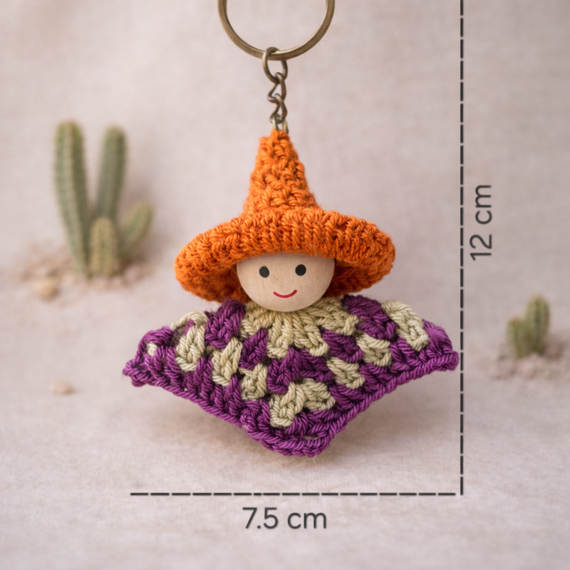 Vibrant Handcrafted Mexican Figure Bag Charm & Keyring