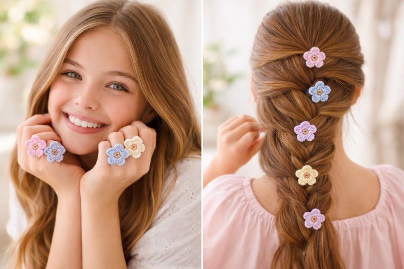 Mini Hair Tie & Fantasy Ring Set (13 Color Variants)