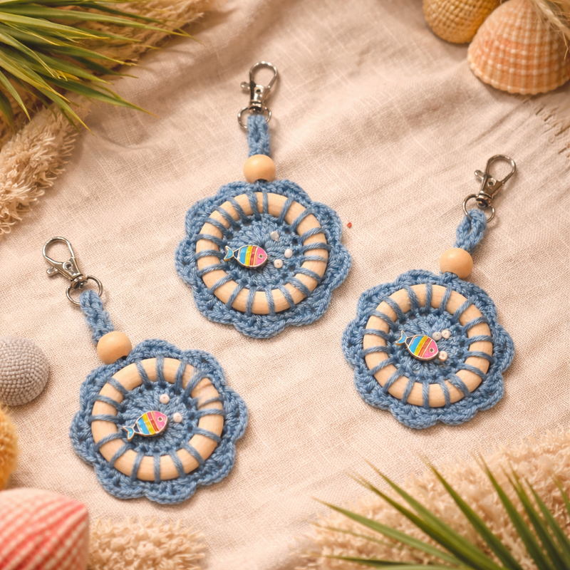 Ocean Breeze Handcrafted Crochet Bag Charm & Keyring