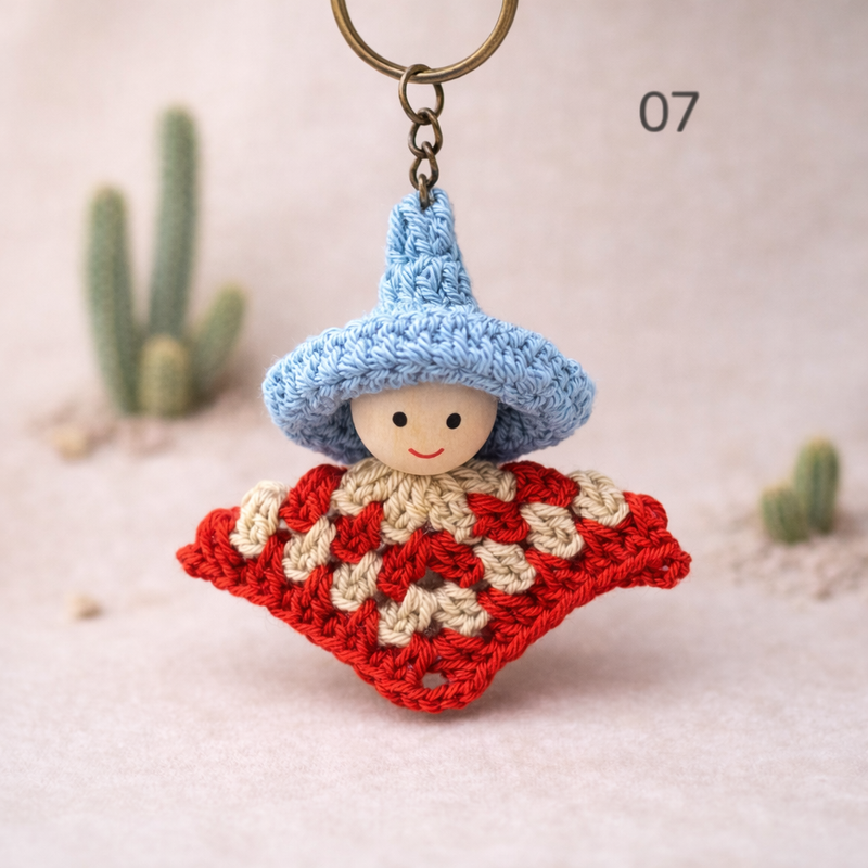 Vibrant Handcrafted Mexican Figure Bag Charm & Keyring