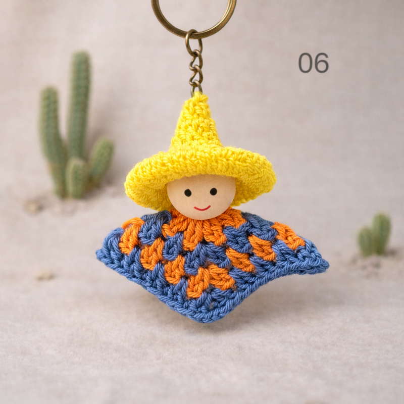 Vibrant Handcrafted Mexican Figure Bag Charm & Keyring