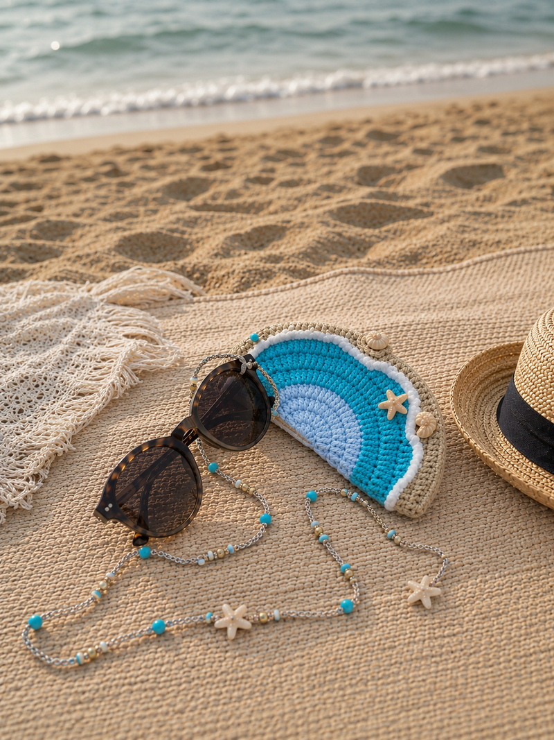 Premium Handcrafted Crochet Bag & Glasses Strap Set