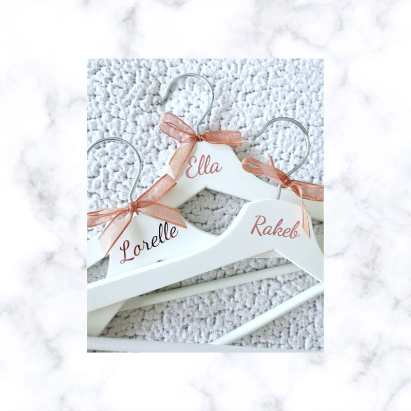 Personalized Vinyl Hangers for Weddings/ Bridal Showers/Bridesmaids/ New Born/ Graduation