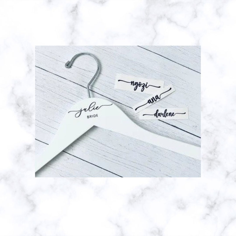 Personalized Vinyl Hangers for Weddings/ Bridal Showers/Bridesmaids/ New Born/ Graduation