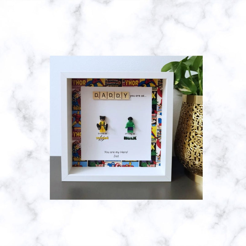 Lego Inspired Superhero frame | Father's day Gift | Gift for Him | Gift for Groom | Gift for Grandpa | Gift for Grand Father | Gift for Team Leader | Gift for Teacher | Graduation Gift | Promotion Gift