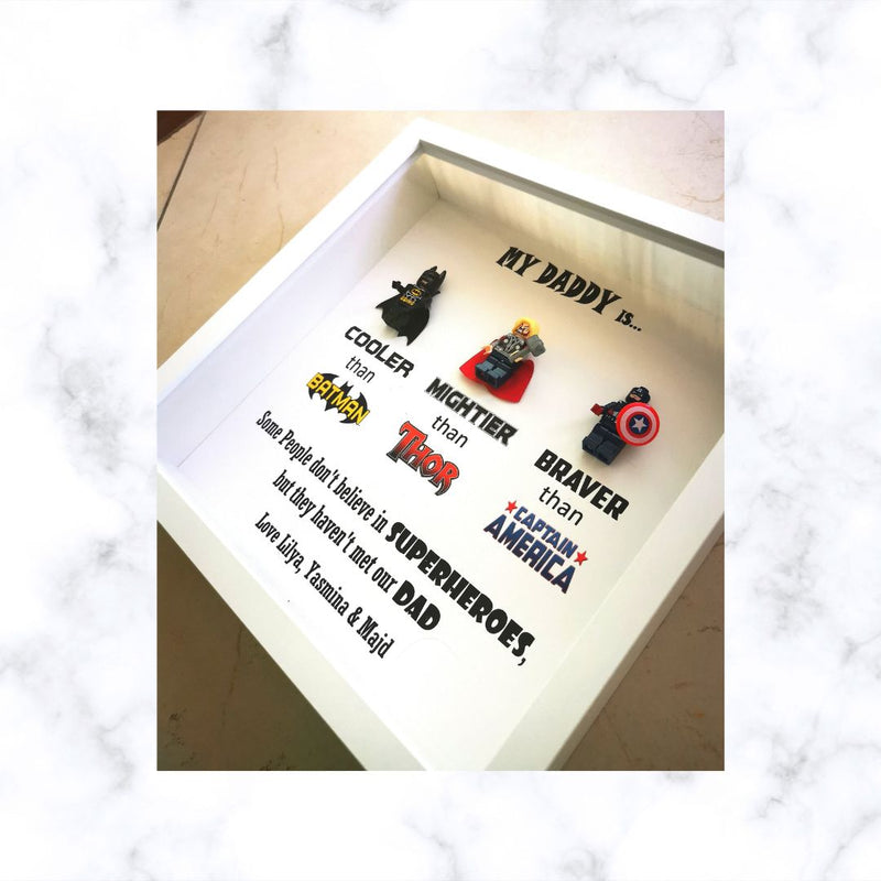 Lego Inspired Superhero frame | Father's day Gift | Gift for Him | Gift for Groom | Gift for Grandpa | Gift for Grand Father | Gift for Team Leader | Gift for Teacher | Graduation Gift | Promotion Gift