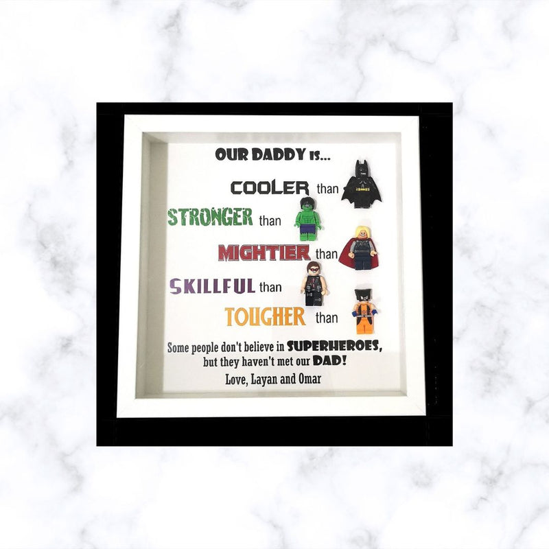 Lego Inspired Superhero frame | Father's day Gift | Gift for Him | Gift for Groom | Gift for Grandpa | Gift for Grand Father | Gift for Team Leader | Gift for Teacher | Graduation Gift | Promotion Gift