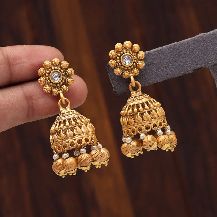 Gold Color Matte Gold Earrings (MGE230GLD) - Gold