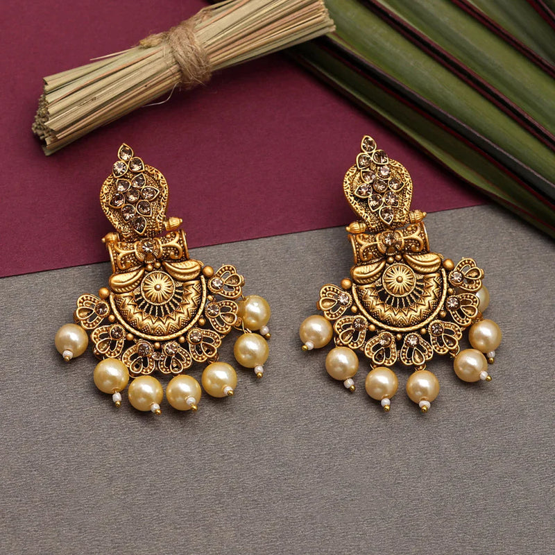 Gold Color Matte Gold Earrings (MGE212GLD) - Gold