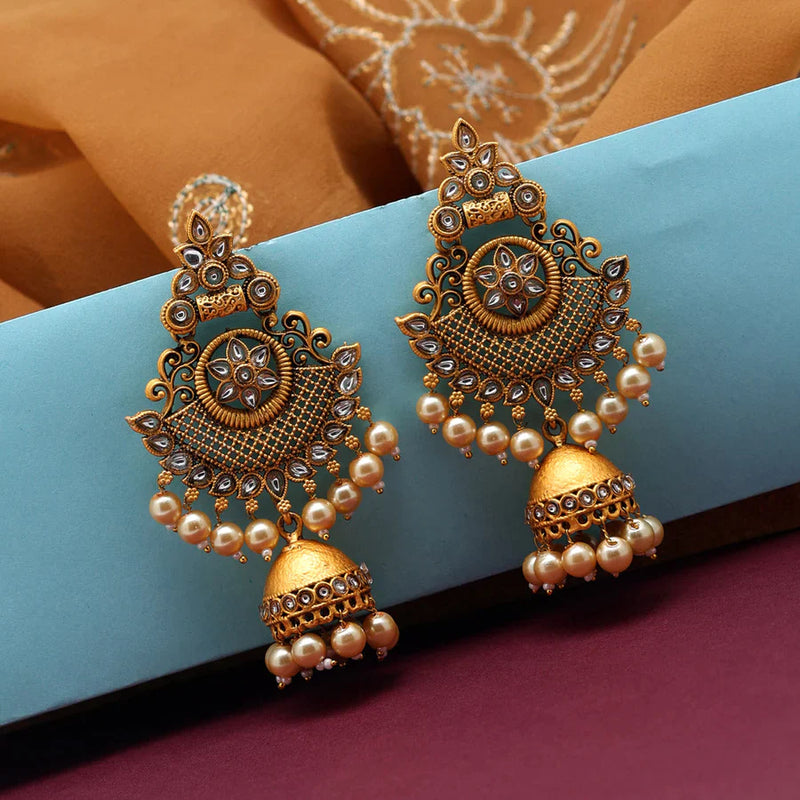 Gold Color Matte Gold Earrings (MGE202GLD) - Gold