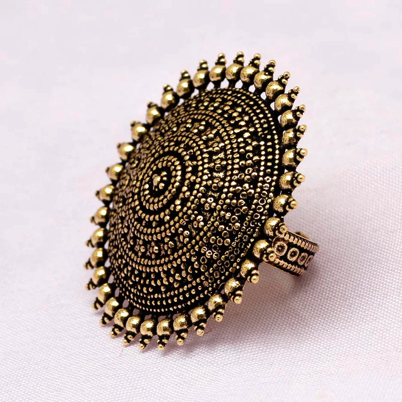 Gold Color Oxidised Ring (GSR288GLD) - Gold