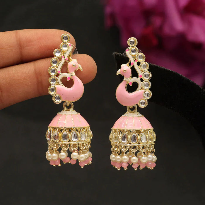 Pink Color Meenakari Earrings (MKE1768PNK) - Pink
