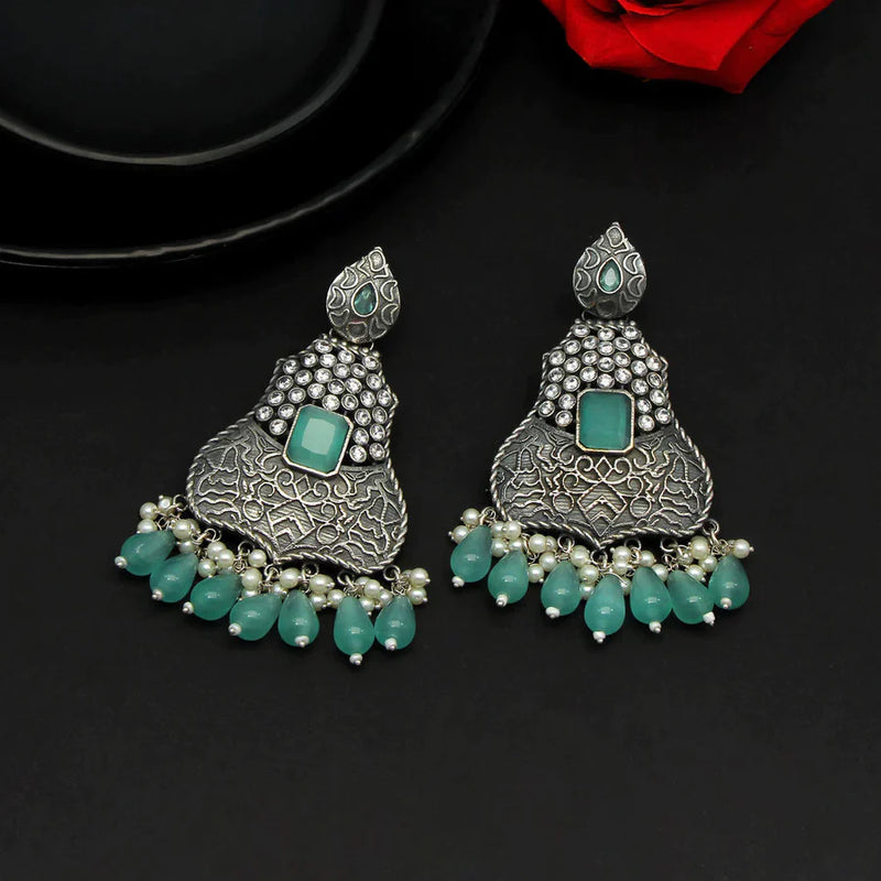 Pista Green Color Premium Oxidised Earrings (PGSE2595PGRN) - Pista Green