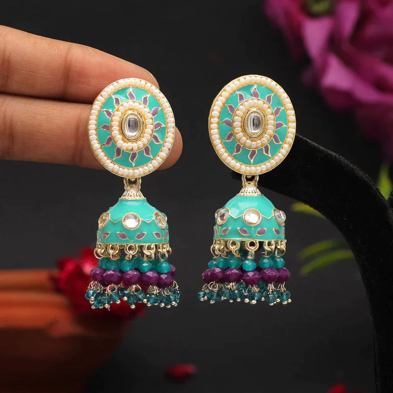 Rama Green Color Meenakari Earrings (MKE1769RGRN) - Rama Green
