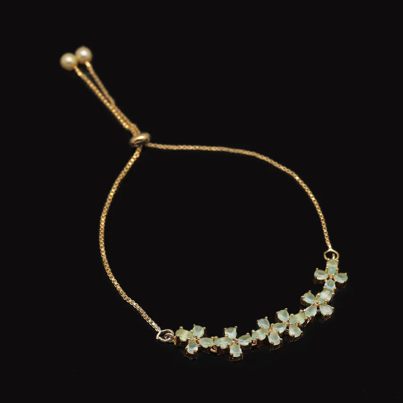 Pista Green Color American Diamond Bracelet (ADB208PGRN) - Pista Green