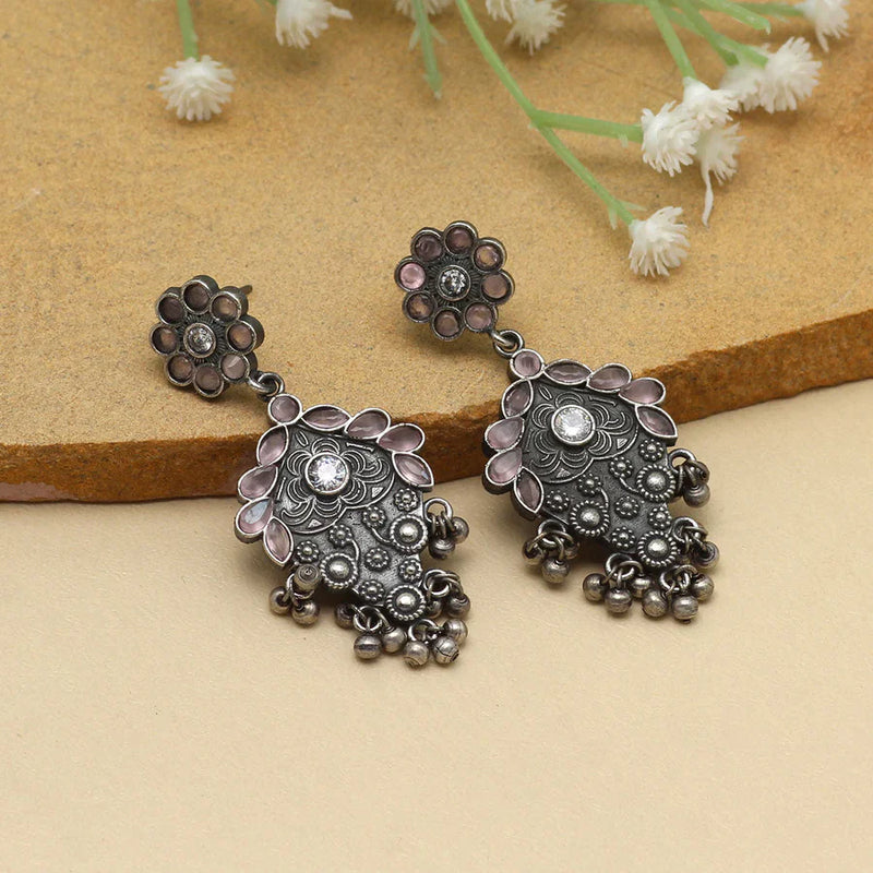 Pink Color Premium Oxidised Earrings (PGSE2739PNK) - Pink