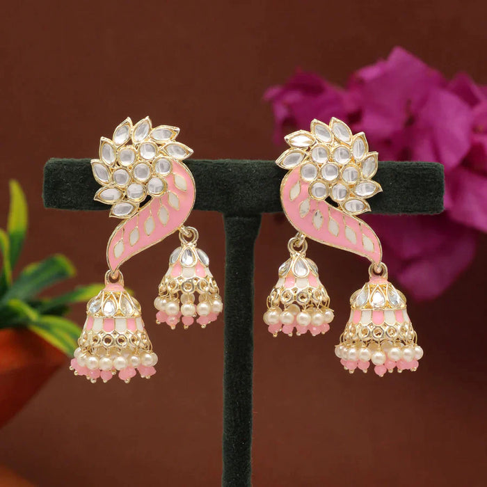 Pink Color Meenakari Earrings (MKE1761PNK) - Pink