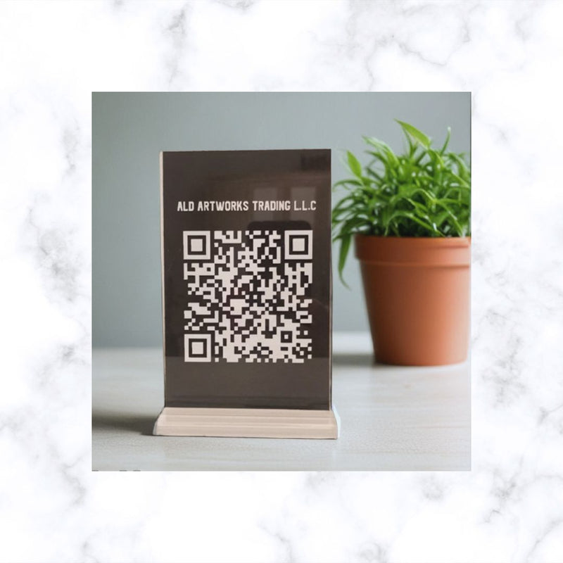 QR Code Social Media Sign on Acrylic Frame | Business Display Sign | Scan to Pay | QR Menu or Business Info
