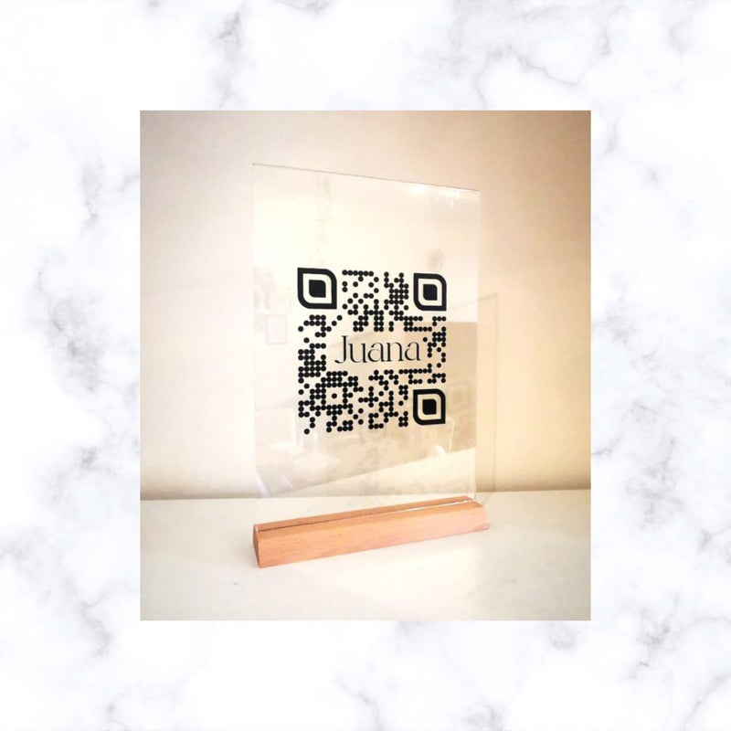 QR Code Social Media Sign on Acrylic Frame | Business Display Sign | Scan to Pay | QR Menu or Business Info
