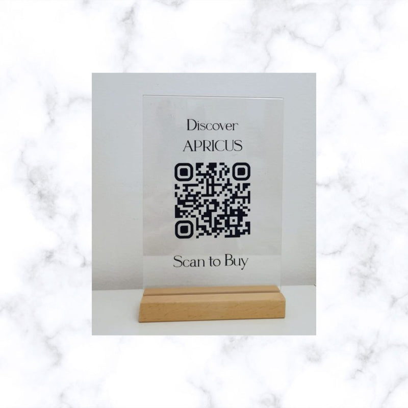 QR Code Social Media Sign on Acrylic Frame | Business Display Sign | Scan to Pay | QR Menu or Business Info