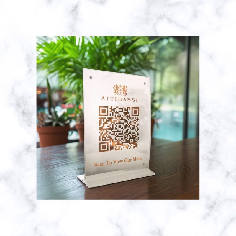 QR Code Social Media Sign on Acrylic Frame | Business Display Sign | Scan to Pay | QR Menu or Business Info