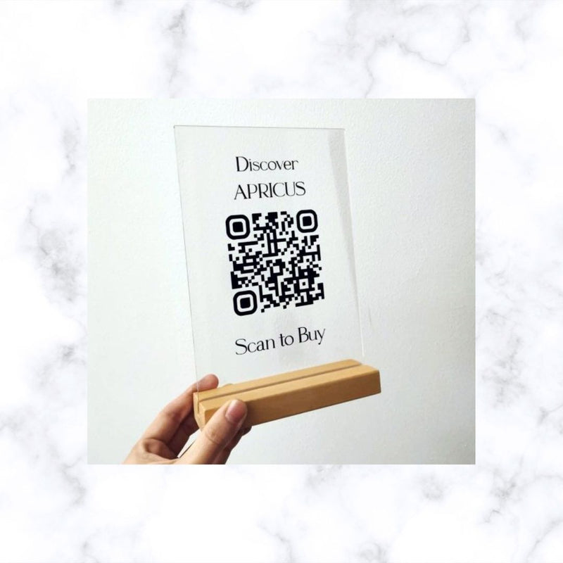 QR Code Social Media Sign on Acrylic Frame | Business Display Sign | Scan to Pay | QR Menu or Business Info