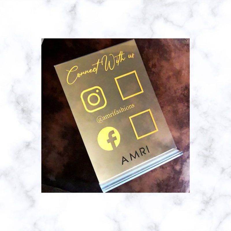 QR Code Social Media Sign on Acrylic Frame | Business Display Sign | Scan to Pay | QR Menu or Business Info