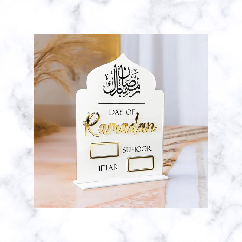 Elegant Ramadan Countdown Plaque – Acrylic Islamic Suhoor & Iftar Calendar