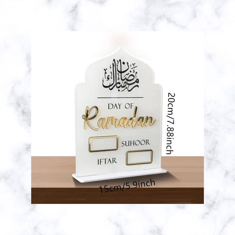 Elegant Ramadan Countdown Plaque – Acrylic Islamic Suhoor & Iftar Calendar