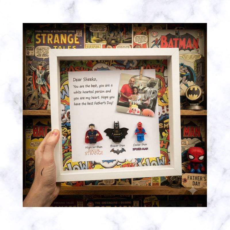 Lego Inspired Superhero frame | Father's day Gift | Gift for Him | Gift for Groom | Gift for Grandpa | Gift for Grand Father | Gift for Team Leader | Gift for Teacher | Graduation Gift | Promotion Gift