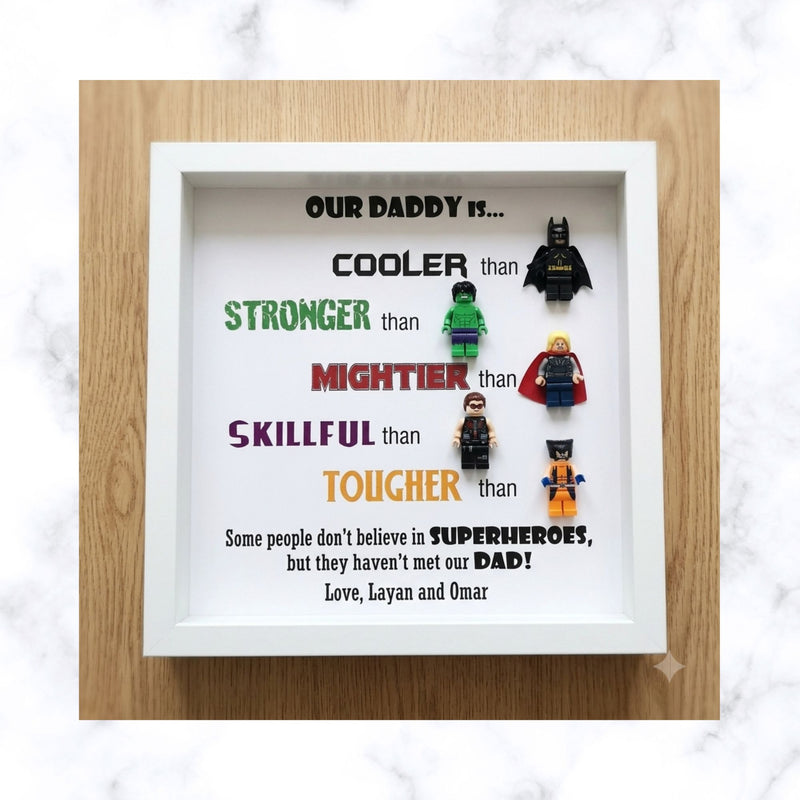 Lego Inspired Superhero frame | Father's day Gift | Gift for Him | Gift for Groom | Gift for Grandpa | Gift for Grand Father | Gift for Team Leader | Gift for Teacher | Graduation Gift | Promotion Gift