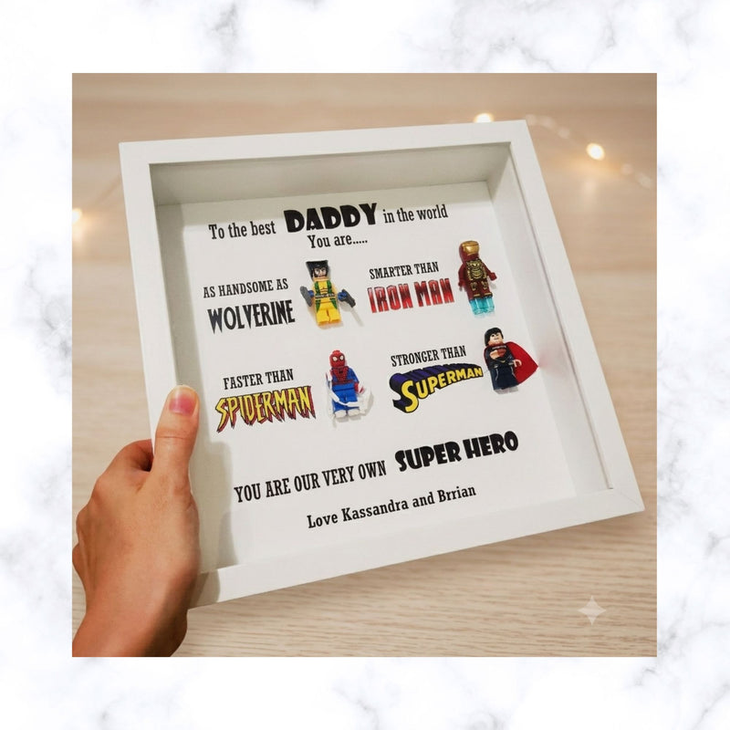 Lego Inspired Superhero frame | Father's day Gift | Gift for Him | Gift for Groom | Gift for Grandpa | Gift for Grand Father | Gift for Team Leader | Gift for Teacher | Graduation Gift | Promotion Gift