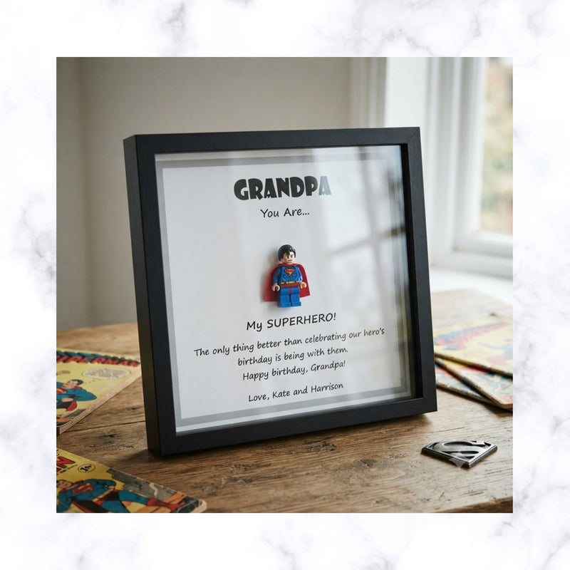 Lego Inspired Superhero frame | Father's day Gift | Gift for Him | Gift for Groom | Gift for Grandpa | Gift for Grand Father | Gift for Team Leader | Gift for Teacher | Graduation Gift | Promotion Gift