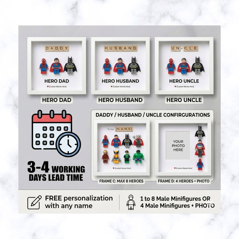 Lego Inspired Superhero frame | Father's day Gift | Gift for Him | Gift for Groom | Gift for Grandpa | Gift for Grand Father | Gift for Team Leader | Gift for Teacher | Graduation Gift | Promotion Gift
