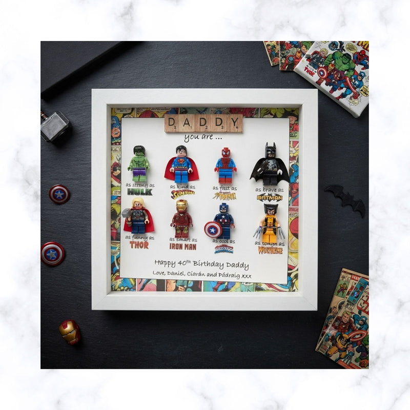 Lego Inspired Superhero frame | Father's day Gift | Gift for Him | Gift for Groom | Gift for Grandpa | Gift for Grand Father | Gift for Team Leader | Gift for Teacher | Graduation Gift | Promotion Gift