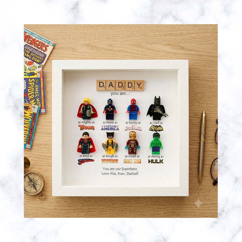 Lego Inspired Superhero frame | Father's day Gift | Gift for Him | Gift for Groom | Gift for Grandpa | Gift for Grand Father | Gift for Team Leader | Gift for Teacher | Graduation Gift | Promotion Gift