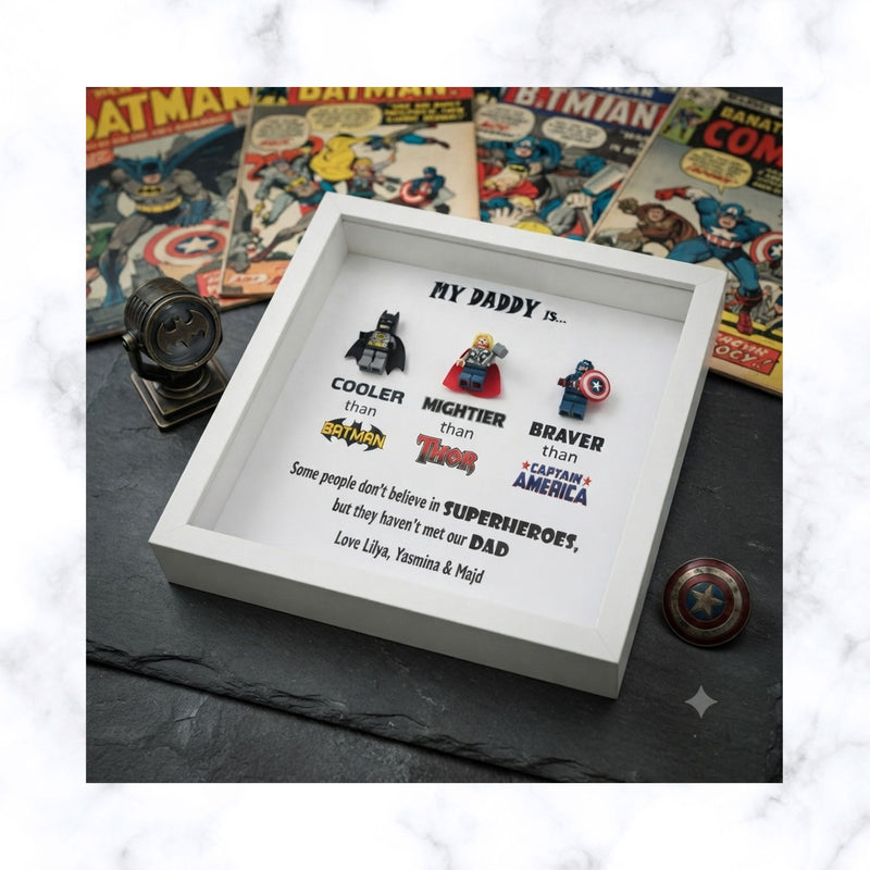 Lego Inspired Superhero frame | Father's day Gift | Gift for Him | Gift for Groom | Gift for Grandpa | Gift for Grand Father | Gift for Team Leader | Gift for Teacher | Graduation Gift | Promotion Gift
