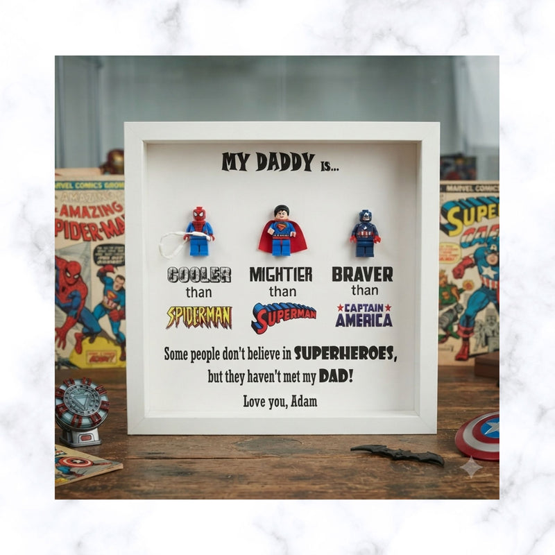 Lego Inspired Superhero frame | Father's day Gift | Gift for Him | Gift for Groom | Gift for Grandpa | Gift for Grand Father | Gift for Team Leader | Gift for Teacher | Graduation Gift | Promotion Gift