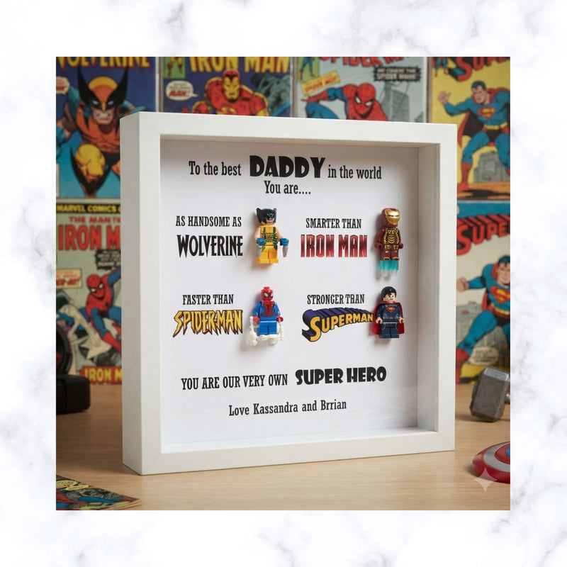Lego Inspired Superhero frame | Father's day Gift | Gift for Him | Gift for Groom | Gift for Grandpa | Gift for Grand Father | Gift for Team Leader | Gift for Teacher | Graduation Gift | Promotion Gift