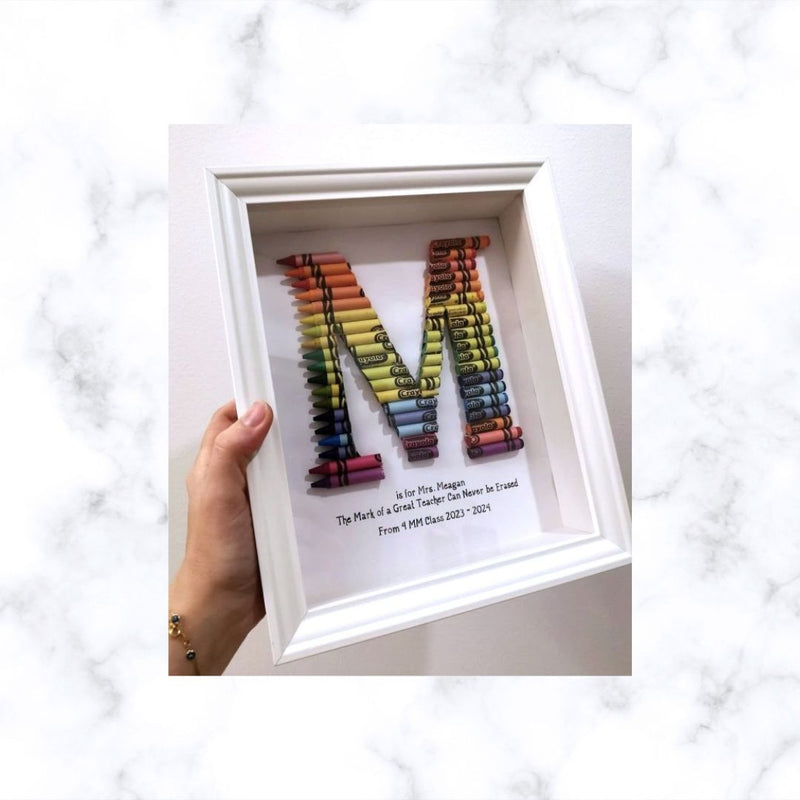 Custom Crayon Monogram – Large Size Crayon Letter Framed | Teacher Gift | Teacher Appreciation Gift