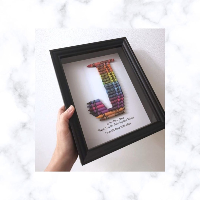 Custom Crayon Monogram – Large Size Crayon Letter Framed | Teacher Gift | Teacher Appreciation Gift