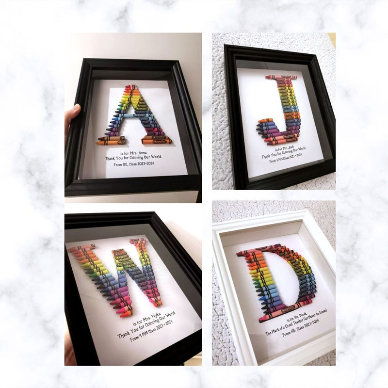 Custom Crayon Monogram – Large Size Crayon Letter Framed | Teacher Gift | Teacher Appreciation Gift