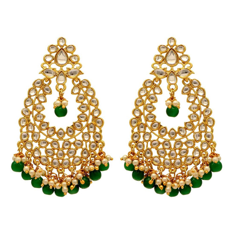 Green Kundan Long Danglers