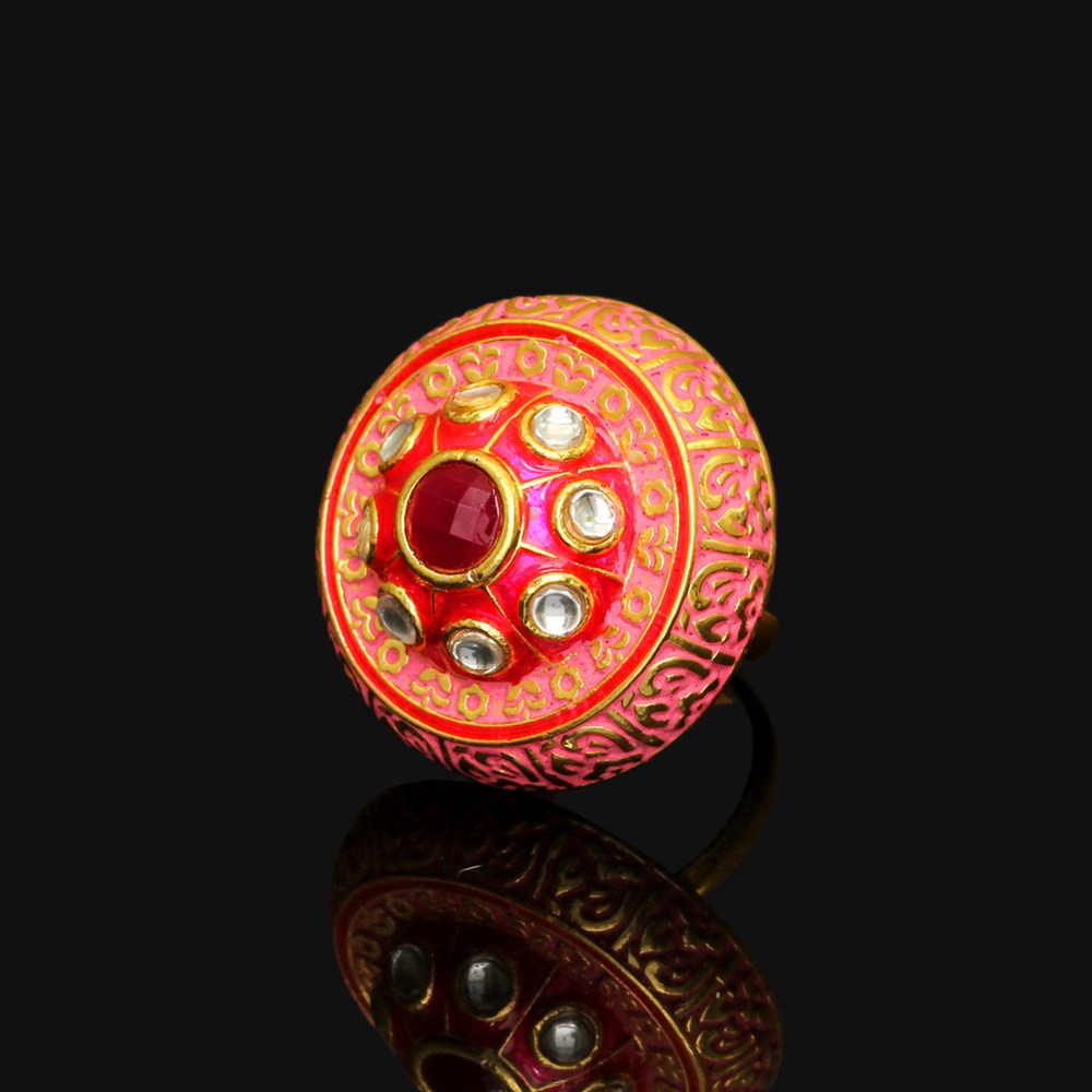 rani color kundan meena ring men women — ItsHerWay.com